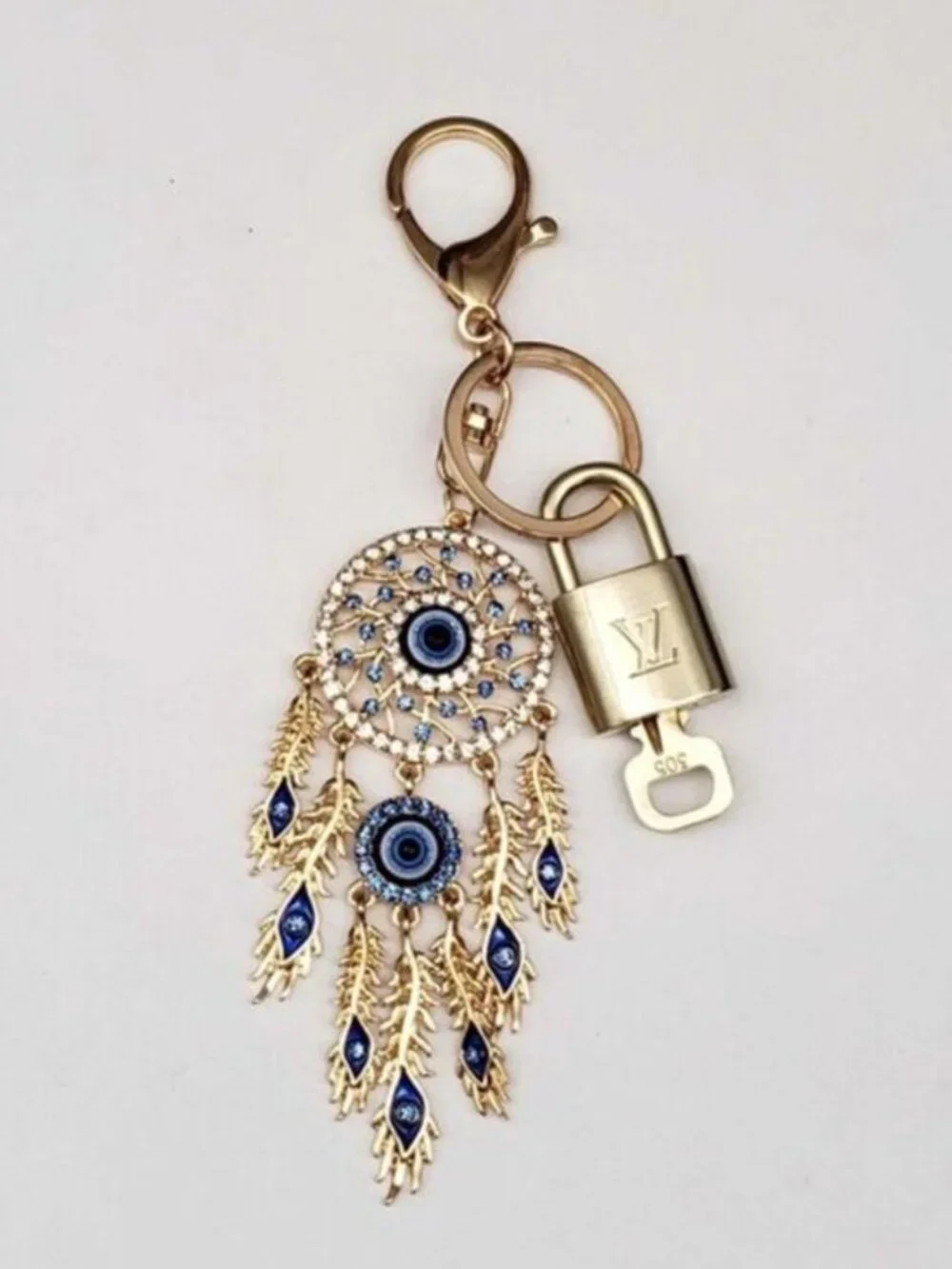 Authentic LV Gold Padlock & Key Set ✨ Luxury Bag Charm w/ Unbranded Keychain